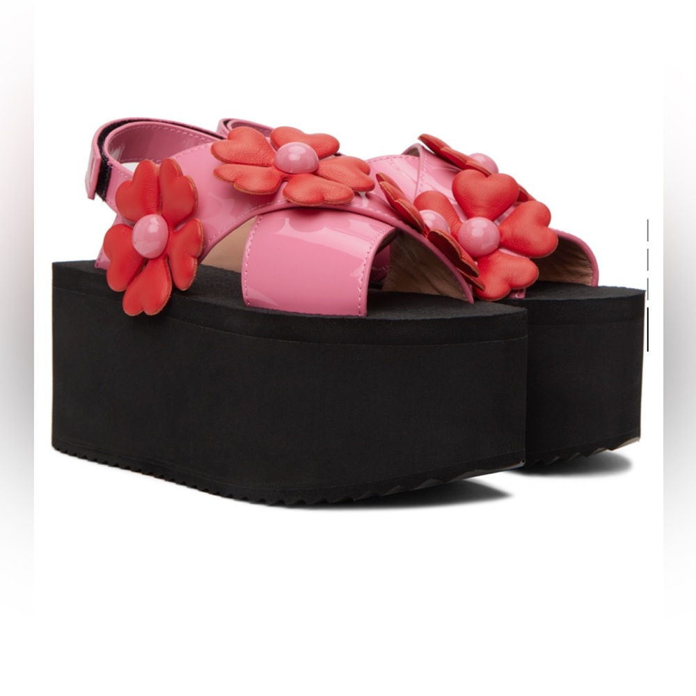 MOSCHINO
Pink & Red Heart Flower Wedge Sandals - Picture 2 of 14